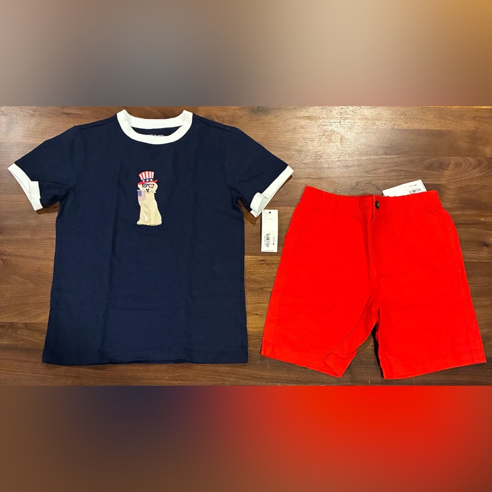 NWT- Janie and Jack Americana Flag Tee & Shorts - Picture 3 of 6